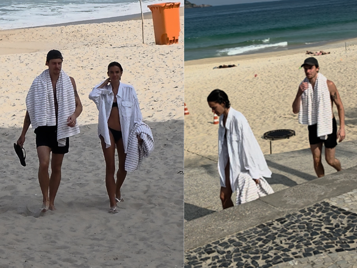 Shawn Mendes é flagrado com Bruna Marquezine na praia horas após desembarque no Rio