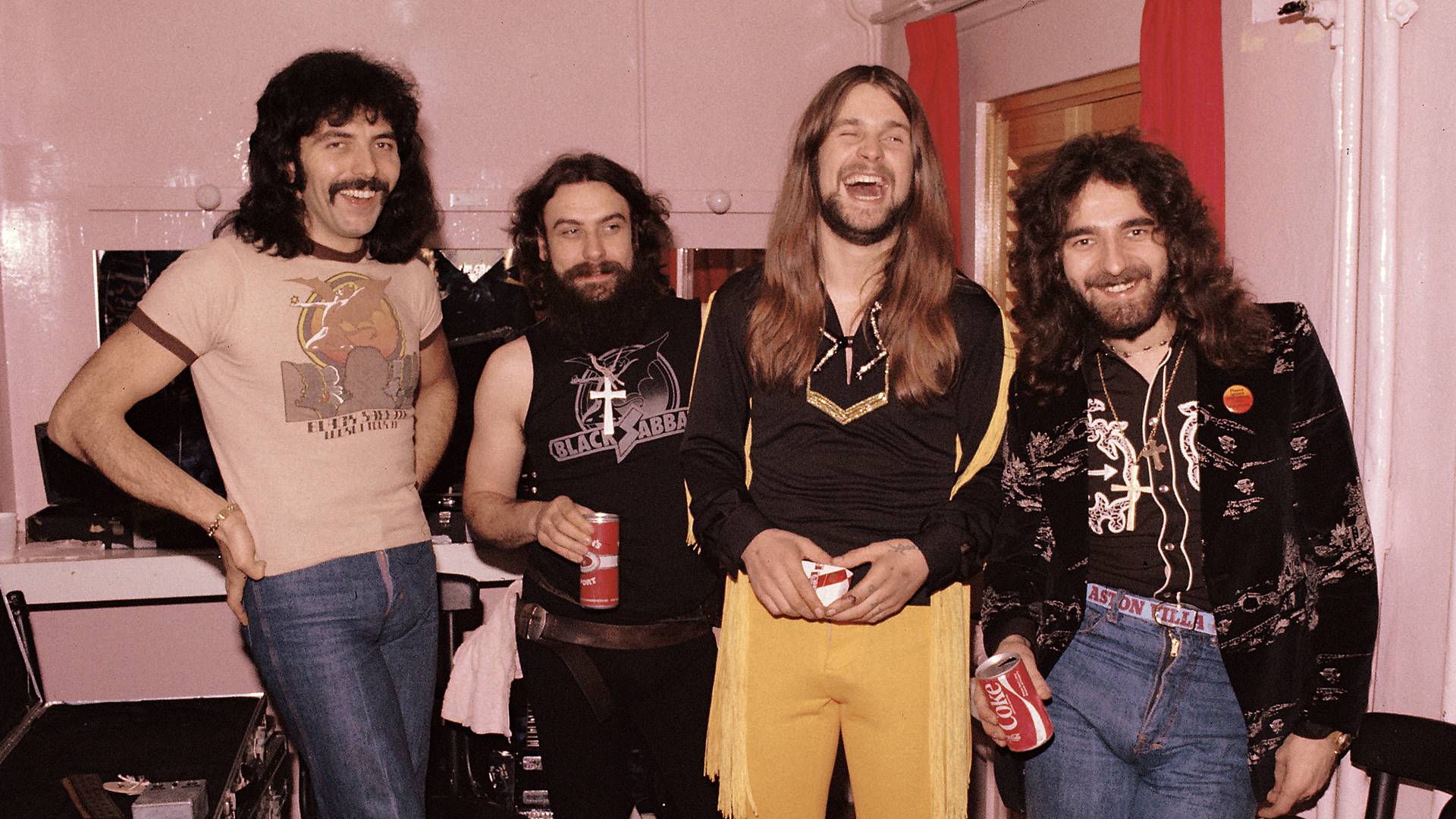 Black Sabbath em 1973 (E-D): Tony Iommi, Bill Ward, Ozzy Osbourne e Geezer Butler
