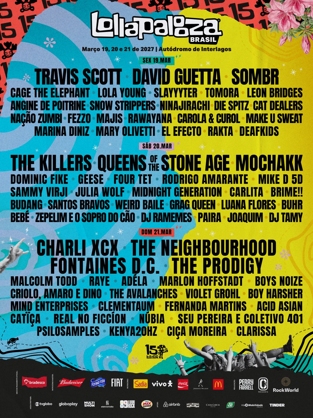 Lollapalooza 2027 revela programação por dia e abre vendas do Lolla Day; veja quem toca em cada data